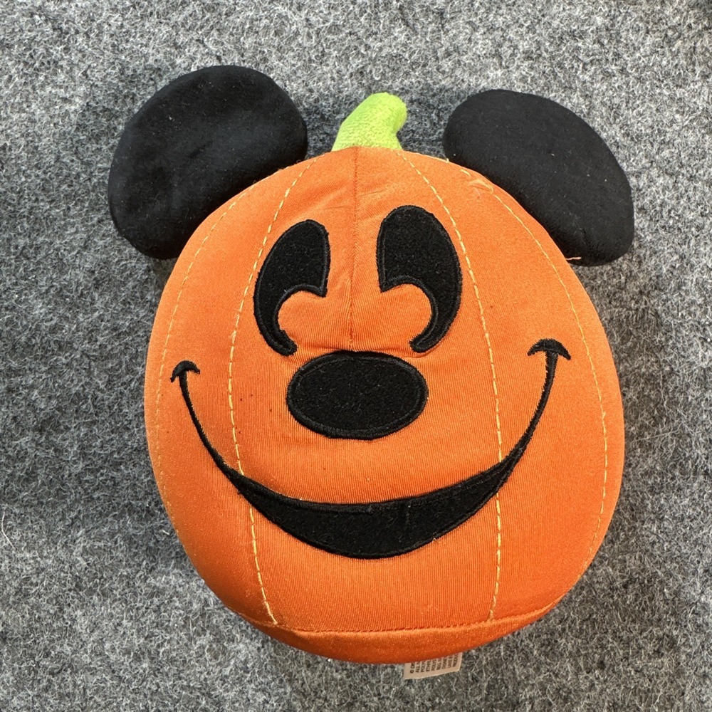 Disney Mickey Mouse Pumpkin Halloween Plush Stuffed Toy Trick or Treat, 7"